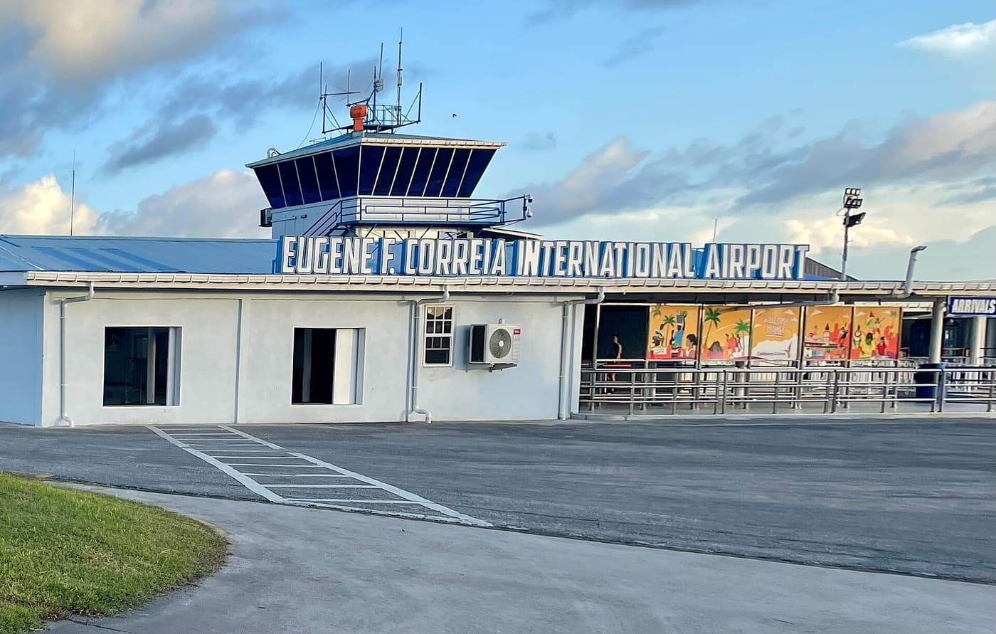 The control tower and terminal of Eugene F. Correia International Airport at Ogle